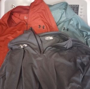 3x lot under armour loose LS 1/4 zip up shirts sz M